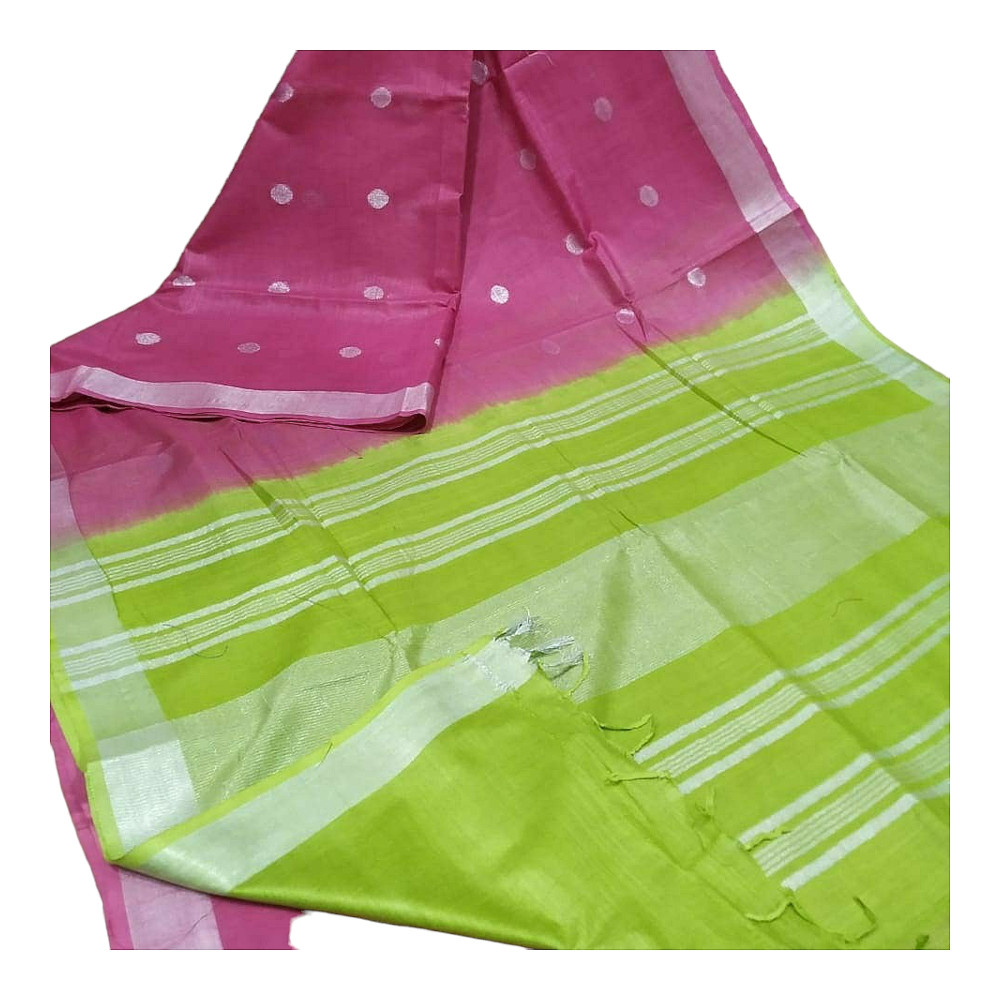 Handloom Pink & Green Saree